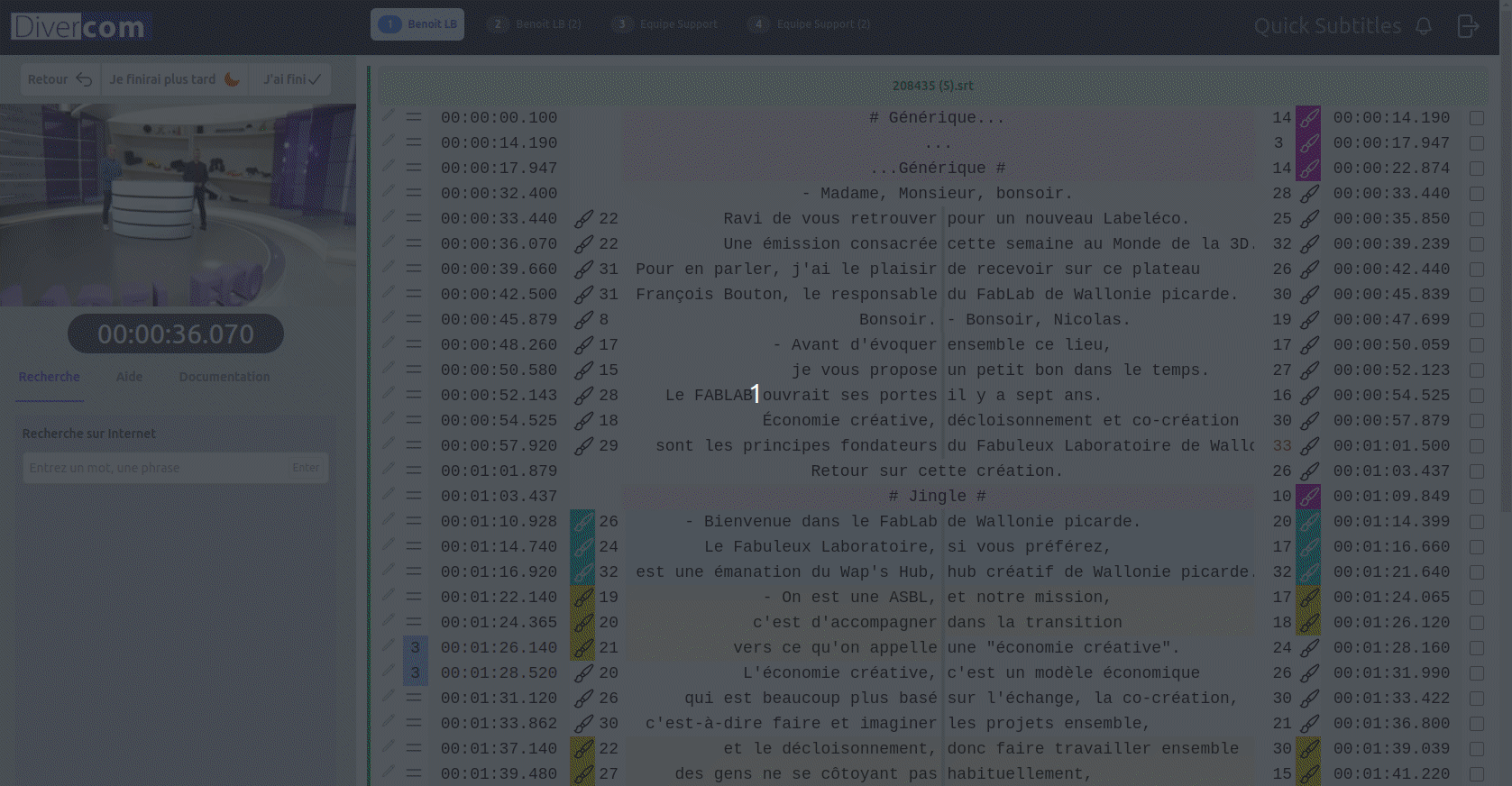 Sous-titrage avancé et édition intuitive